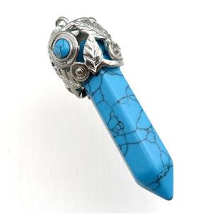 blue synthetic bullet pendant, approx 10-55mm [GM15403]