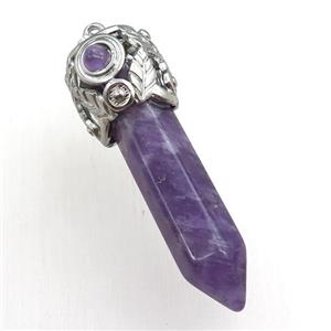 Amethyst bullet pendant, approx 10-55mm [GM15406]