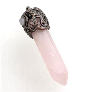 rose quartz bullet pendant, approx 10-55mm [GM15411]