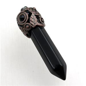 black onyx agate bullet pendant, approx 10-55mm [GM15413]
