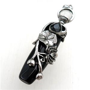 black onyx agate stick pendant, approx 16-60mm [GM15421]