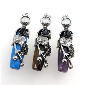 mixed gemstone stick pendant, approx 16-60mm [GM15428]