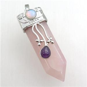 rose quartz arrowhead pendant, approx 18-60mm [GM15431]