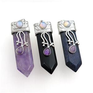 mixed gemstone arrowhead pendant, approx 18-60mm [GM15436]