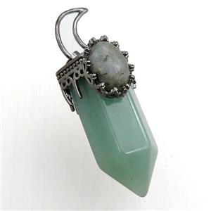 green aventurine bullet pendant, approx 15-55mm [GM15440]