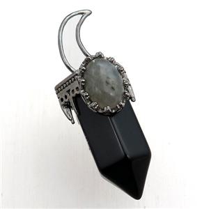 black onyx agate bullet pendant, approx 15-55mm [GM15441]