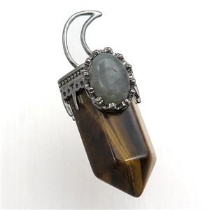 tiger eye stone bullet pendant, approx 15-55mm [GM15442]