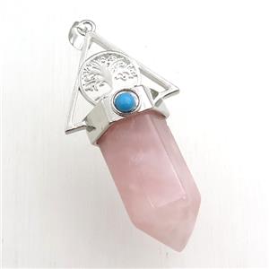 rose quartz bullet pendant, approx 15-55mm [GM15448]