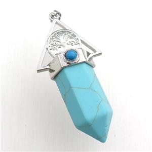 synthetic turquoise bullet pendant, approx 15-55mm [GM15452]