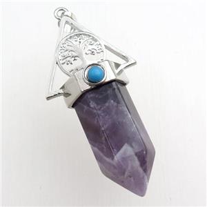 amethyst bullet pendant, approx 15-55mm [GM15454]