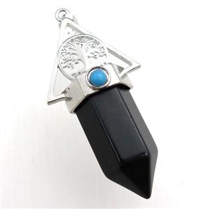 black onyx agate bullet pendant, approx 15-55mm [GM15455]