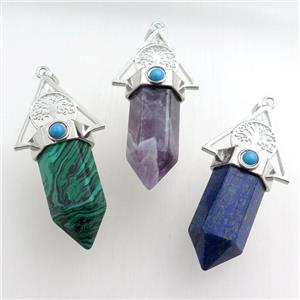 mixed gemstone bullet pendant, approx 15-55mm [GM15457]