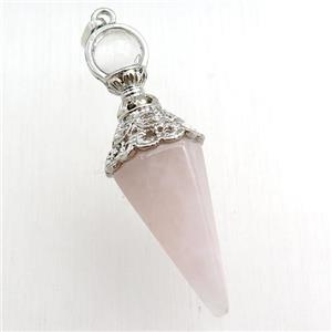 rose quartz pendulum pendant, approx 18-55mm [GM15460]