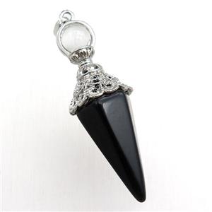 black onyx agate pendulum pendant, approx 18-55mm [GM15462]