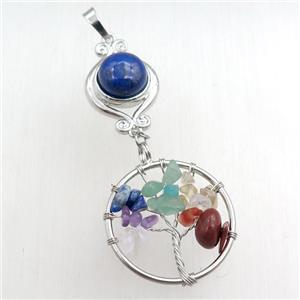 blue lapis chakra pendant with tree of life, approx 11mm, 18mm, 28mm [GM15478]