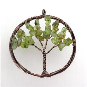 prehnite pendant, tree of life, wire wrapped, approx 45mm [GM15514]