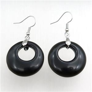 hook earring with black onyx agate , approx 25mm [GM15517]
