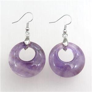 hook earring with amethyst, approx 25mm [GM15518]