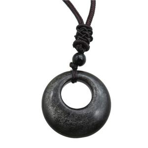 obsidian necklace, approx 25mm, 3mm [GM15530]