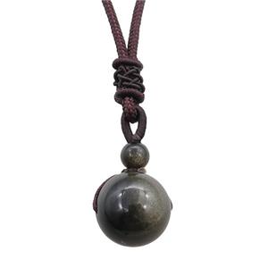 obsidian necklace, approx 16mm, 3mm [GM15542]