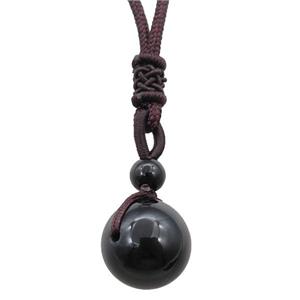 black onyx agate necklace, approx 16mm, 3mm [GM15549]
