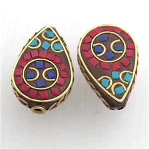 tibetan style beads, brass, teardrop, approx 17-28mm [GM15564]