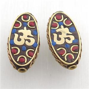 tibetan style beads, brass, oval, approx 15-30mm [GM15566]