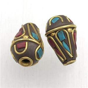 tibetan beads, brass, teardrop, approx 12-17mm [GM15568]