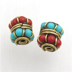 tibetan tube beads, brass, approx 11-13mm [GM15575]