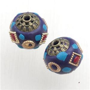 tibetan style beads, brass, round, approx 13mm [GM15583]