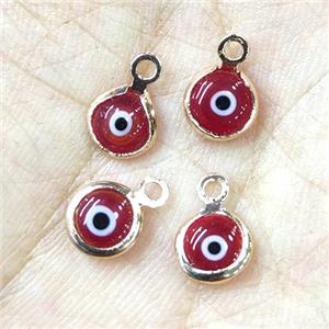 red Lampwork evil eye pendant, approx 6mm dia [GM15607]