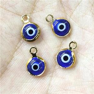 blue Lampwork evil eye pendant, approx 6mm dia [GM15608]