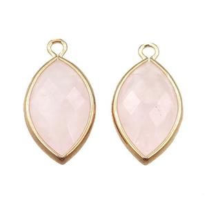 rose quartz pendant, faceted horseeye, gold plated, approx 11-18mm [GM15612]
