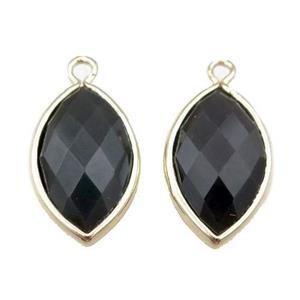 black onyx agate pendant, faceted horseeye, gold plated, approx 11-18mm [GM15614]