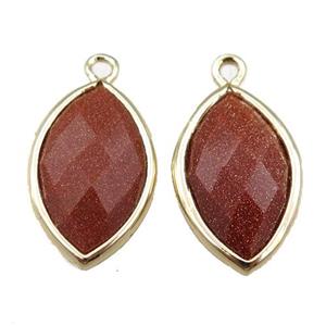 gold sandstone pendant, faceted horseeye, gold plated, approx 11-18mm [GM15617]