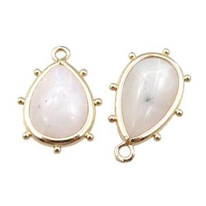 white moonstone teardrop pendant, gold plated, approx 12-16mm [GM15621-12X16MM]