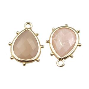 peach moonstone teardrop pendant, gold plated, approx 12-16mm [GM15622]