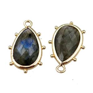 labradorite pendant, faceted teardrop pendant, gold plated, approx 10-18mm [GM15625]