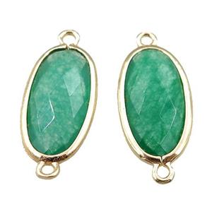 green jade connector, faceted oval, gold plated, approx 12-20mm [GM15640]