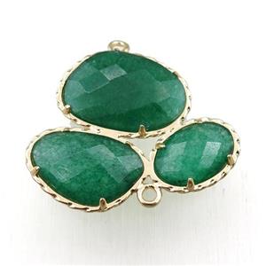green jade connector, gold plated, approx 30-35mm [GM15660]