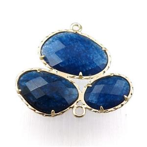 blue jade connector, gold plated, approx 30-35mm [GM15661]