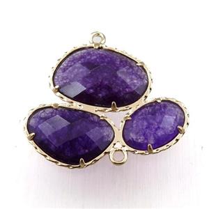purple jade connector, gold plated, approx 30-35mm [GM15662]