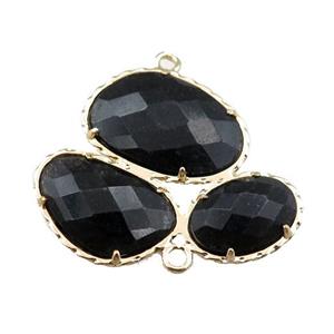 black jade connector, gold plated, approx 30-35mm [GM15663]