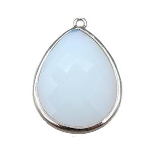 white Opalite pendant, faceted teardrop, approx 18-25mm [GM15668]