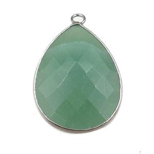 green Aventurine pendant, faceted teardrop, approx 18-25mm [GM15669]