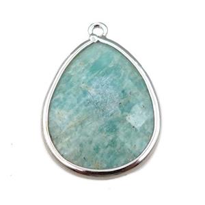 green Amazonite pendant, faceted teardrop, approx 18-25mm [GM15670]