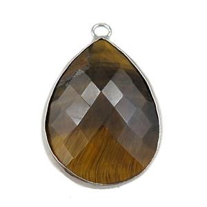 Tiger eye stone pendant, faceted teardrop, approx 18-25mm [GM15671]