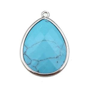 blue Turquoise pendant, faceted teardrop, approx 18-25mm [GM15672]