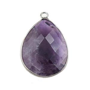 purple Amethyst pendant, faceted teardrop, approx 18-25mm [GM15673]