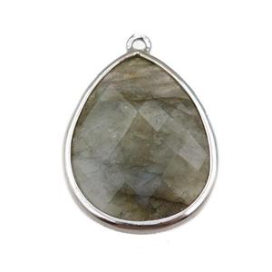 Labradorite pendant, faceted teardrop, approx 18-25mm [GM15674]